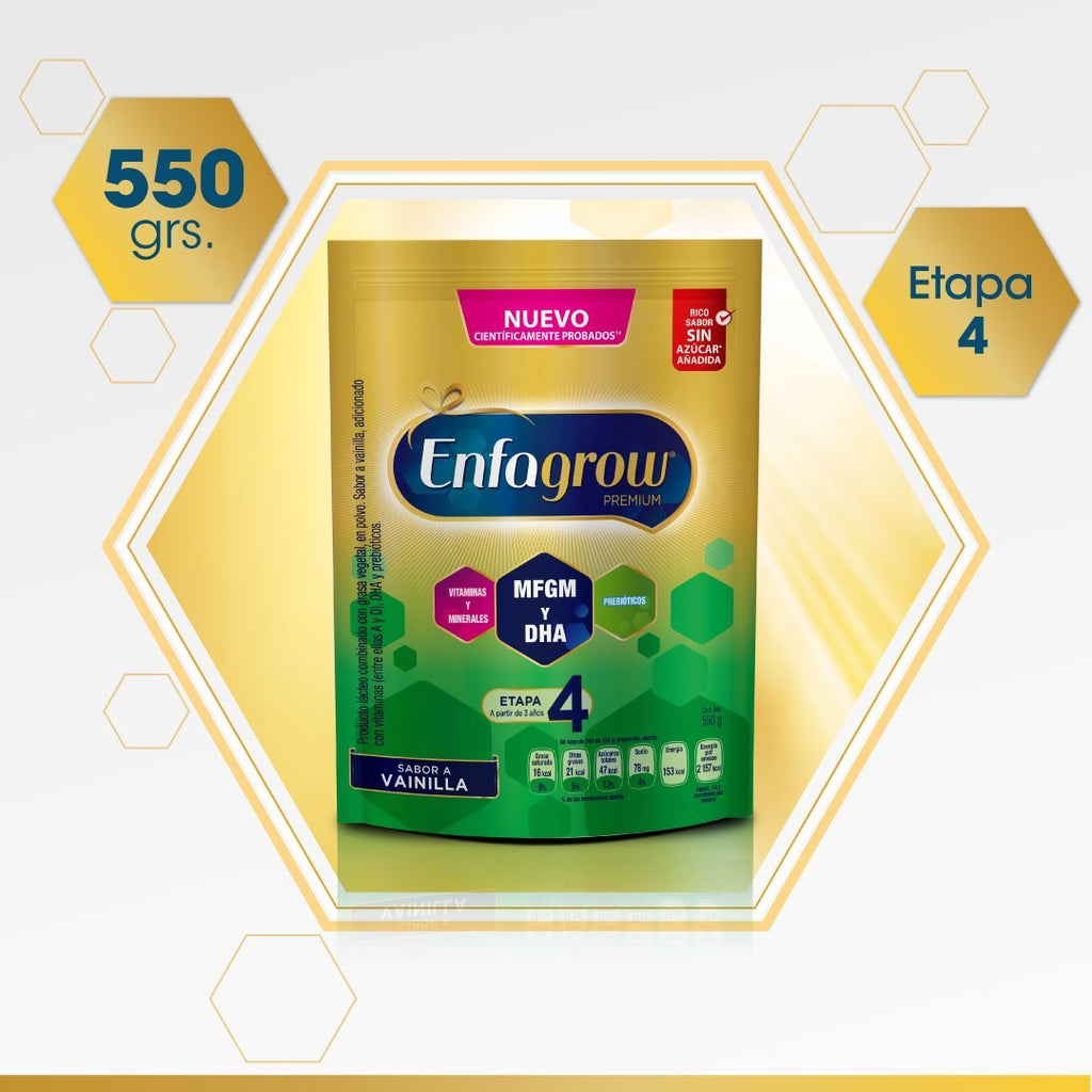 Enfagrow Premium Etapa 4 Sabor Vainilla, Bolsa de 550 grs.